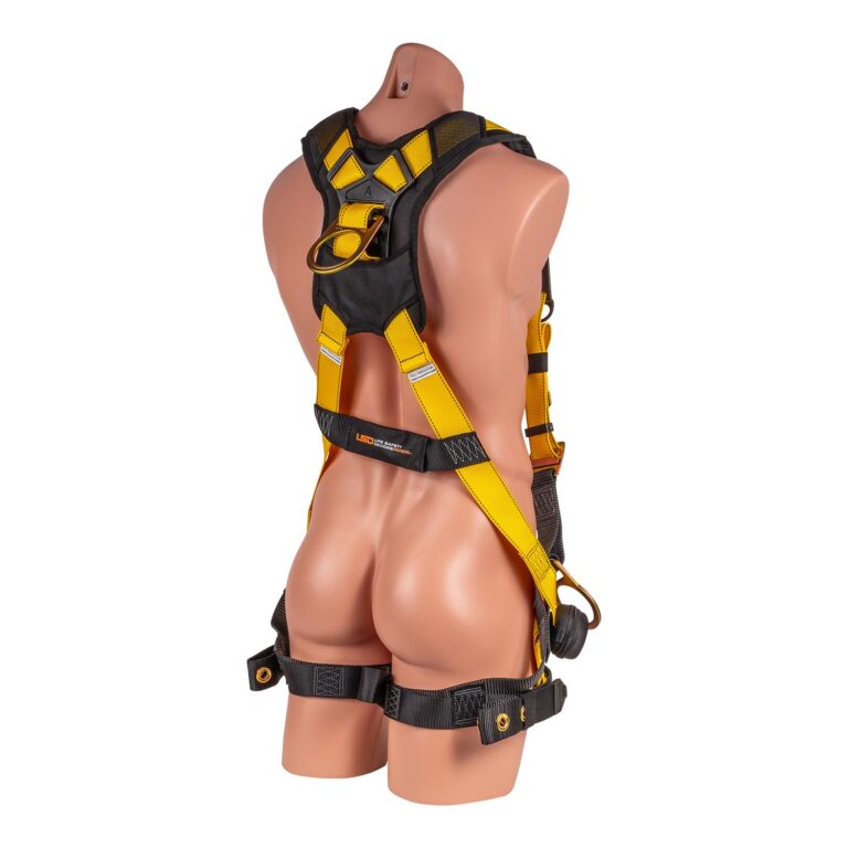 LSD Safety 5 pt. Full Body Harness with H-Style Tongue Buckle Legs and Quick Connect Chest, Trauma Relief Straps, Side D-rings, and Shoulder/Back Pads - Image 3