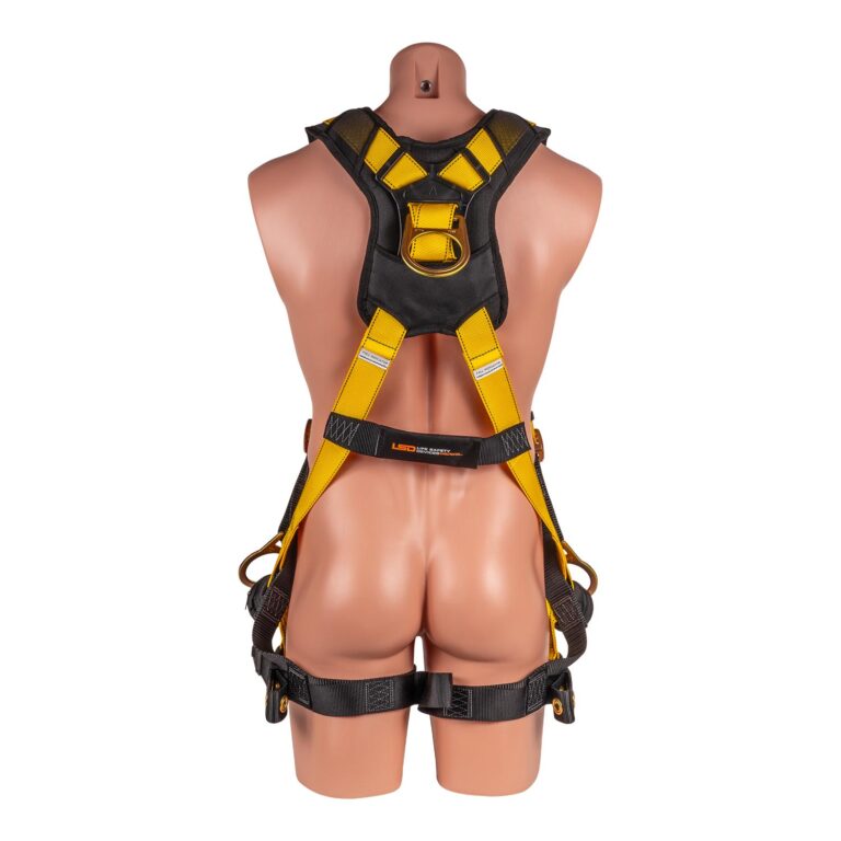 LSD Safety 5 pt. Full Body Harness with H-Style Tongue Buckle Legs and Quick Connect Chest, Trauma Relief Straps, Side D-rings, and Shoulder/Back Pads - Image 4