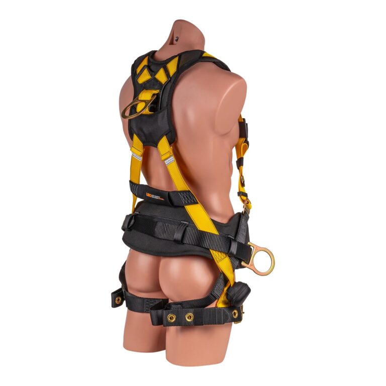 LSD Safety 5 pt. Full Body Harness with H-Style Tongue Buckle Legs and Quick Connect Chest, Trauma Relief Straps, Padded Construction Belt with Side D-rings, and Shoulder/Back Pads - Image 3