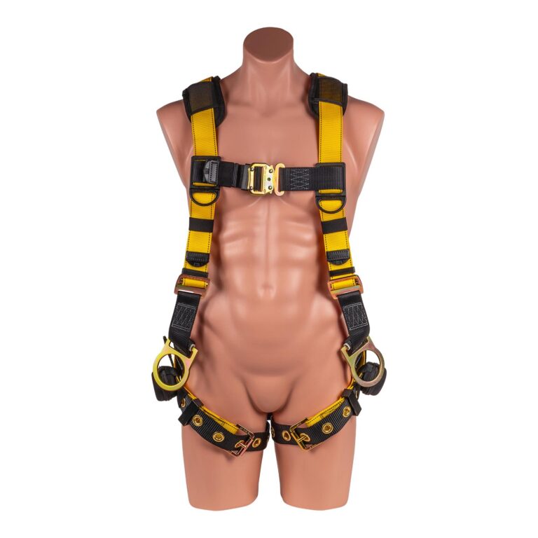 LSD Safety 5 pt. Full Body Harness with Tongue Buckle Legs and Quick Connect Chest, Trauma Relief Straps, Side D-rings, and Shoulder/Back Pads